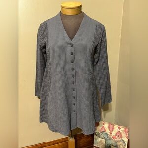 Habitat Sz M Wearable Art to Wear Gray Tunic Top Artsy Unique Boho